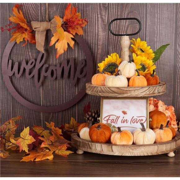 Pumpkin Decor 12pcs Artificial Fake Faux Velvet Foam Fabric‎ Pumpkins Decoration - Picture 5 of 6